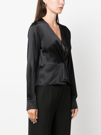 Shop Pinko Knot-detail Silk Blouse In Schwarz