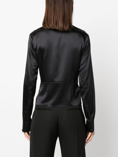 Shop Pinko Knot-detail Silk Blouse In Schwarz