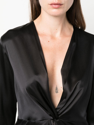 Shop Pinko Knot-detail Silk Blouse In Schwarz