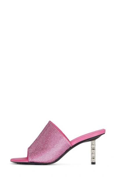 Shop Givenchy Slim G-cube Crystal Embellished Slide Sandal In Neon Pink
