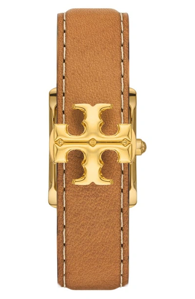 Shop Tory Burch The Eleanor Leather Strap Watch, 25mm X 34mm In Brown