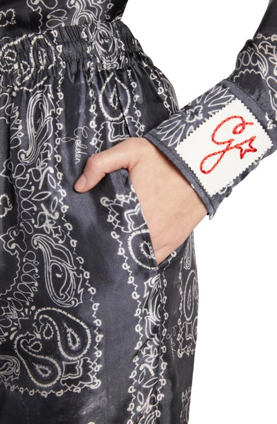 Golden Goose Paisley Print Pants In Anthracite