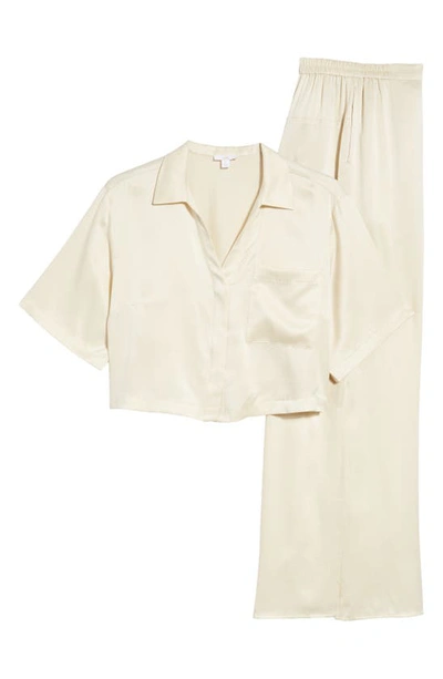 Shop Lunya High Waist Washable Silk Pajamas In Swan White