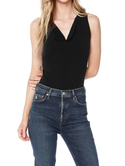 Shop Bobi Cowl Neck Bodysuit In Black