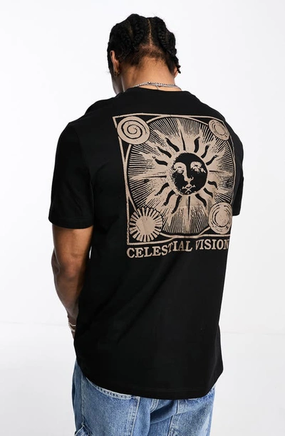 Shop Asos Design Celestial Visions Graphic T-shirt In Black