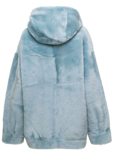 Shop Arma Marien Meinillo Lacon Reversible Oversize Hooede Shearling Coat In Blu