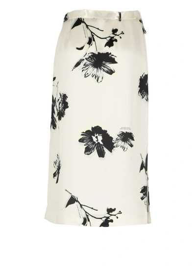 Calvin Klein Satin Skirt With Print In Natural