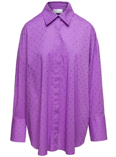 Shop Giuseppe Di Morabito Purple Shirt With Crystal Embellishment All-over In Cotton Woman In Violet