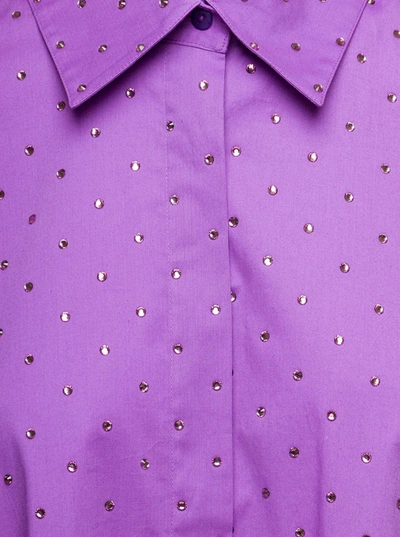 Shop Giuseppe Di Morabito Purple Shirt With Crystal Embellishment All-over In Cotton Woman In Violet
