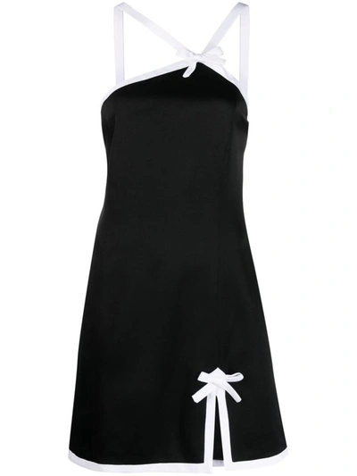 Shop Msgm Bow Detailing Minidress In Black