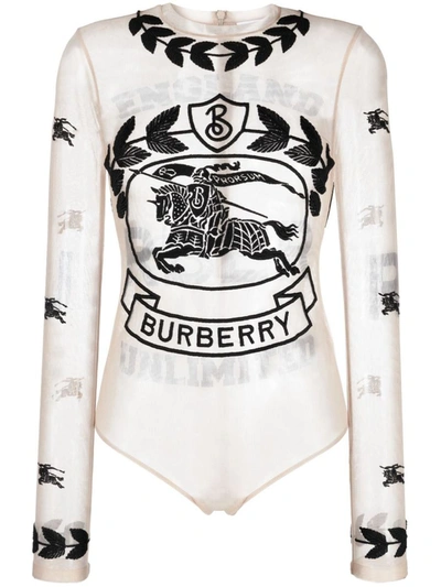 Shop Burberry Logo Bodysuit In Camel