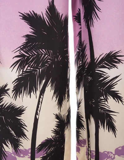 Shop Palm Angels Sunset Palm Print Trousers In Purple