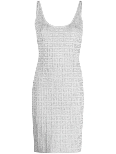 Shop Givenchy Lurex Sleeveless Mini Dress In Silver