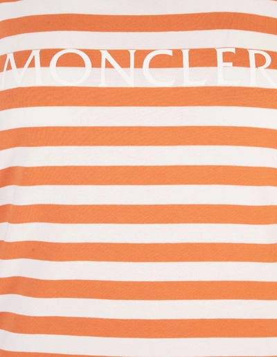 Shop Moncler Striped Tank Top With Logo In Orange