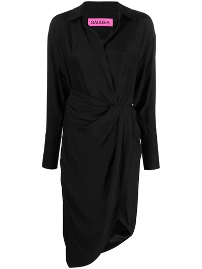 Shop Gauge81 Puno Long-sleeved Midi Shirt Dress In Black