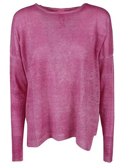 Alessandro Aste Boat Neck Spray Art Linen Sweater In Fuchsia