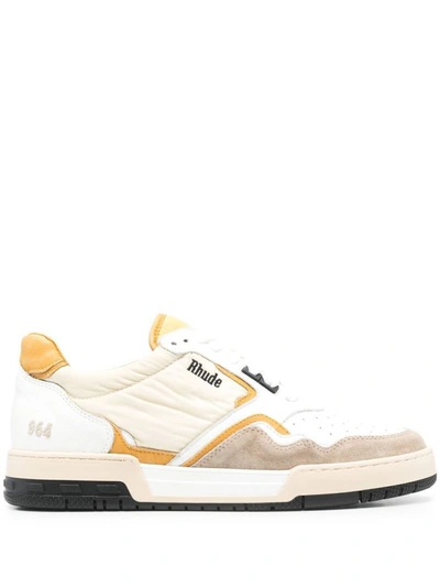 Rhude Men's Leather And Textile Racing Low-top Sneakers In Whmustbg