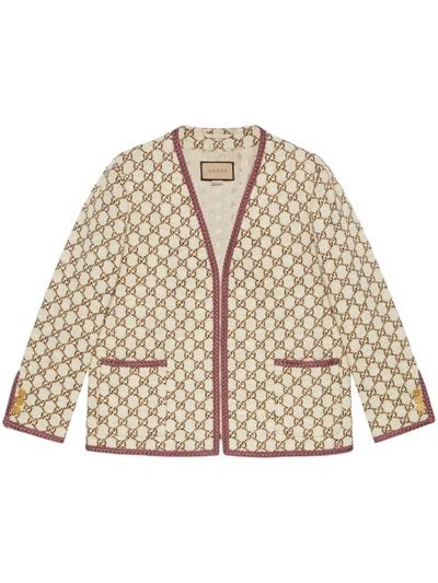 Shop Gucci Gg Tweed Jacket In Beige