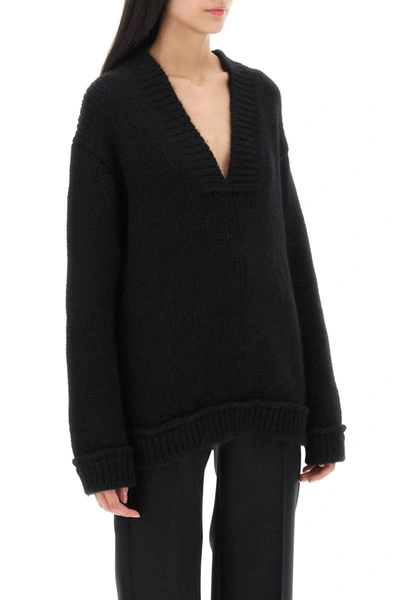 Shop Tom Ford V-neck Sweater In Alpaca Wool In Black