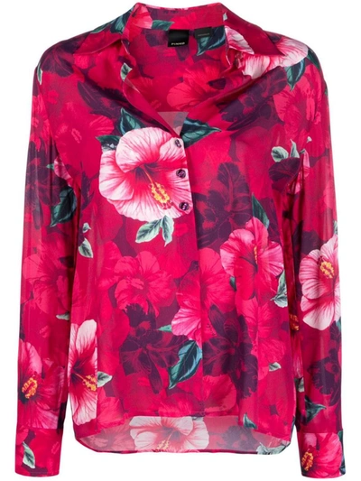Shop Pinko Floral Print Shirt In Fuchsia