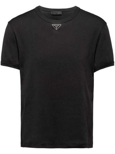 Prada Triangle Logo Oversized T-shirt In Bianco