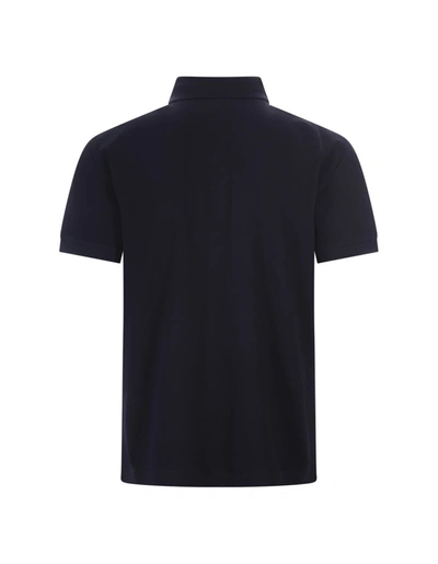 Shop Etro Black Pique Polo Shirt With Embroidered Logo In Blue