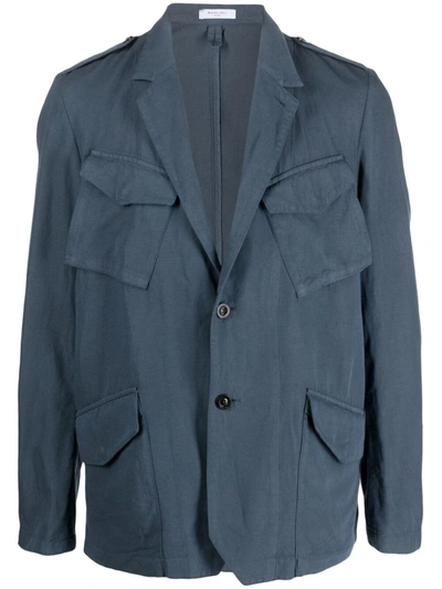 Shop Boglioli Blen Linen Single-breasted Jacket In Blue