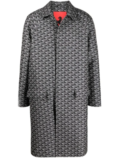 Shop Ferrari Single-breasted Coat With Graphic Print In Grey