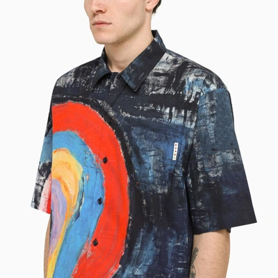 Shop Marni Printed Bowling Shirt In Blue
