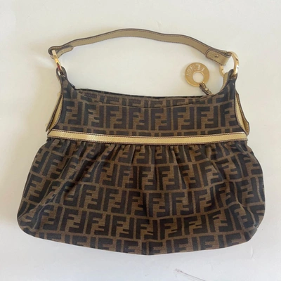 Pre-owned Fendi Zucca Chef Hobo With Gold Leather Trim