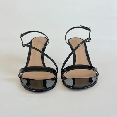 Pre-owned Gianvito Rossi Black Patent Leather Strappy Sandal Heels, 38.5
