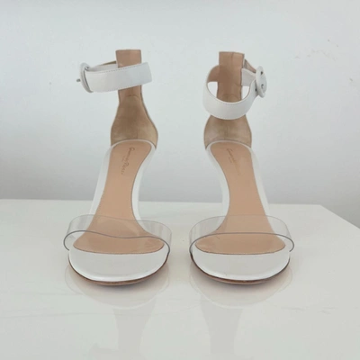 GIANVITO ROSSI Pre-owned White Leather Portofino Ankle Strap Sandals, 38