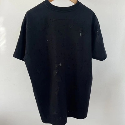 Pre-owned Givenchy Men's Black Logo-print Distressed Cotton T-shirt
