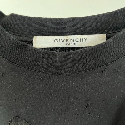 Pre-owned Givenchy Men's Black Logo-print Distressed Cotton T-shirt