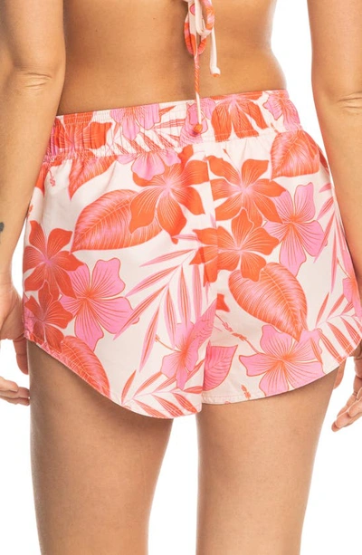 Shop Roxy Floral Cover-up Shorts In Pale Dogwood
