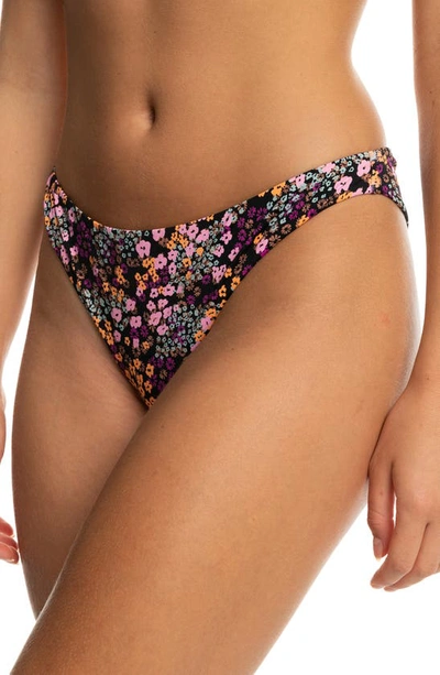Shop Roxy Beach Classics Floral Bikini Bottoms In Anthracite Floral Da