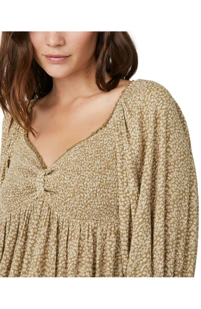 Shop Free People Brittnee Print Smocked Peplum Top In Tropical Nut