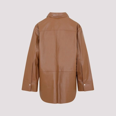 Shop By Malene Birger Barissa Leather Shirt In Brown