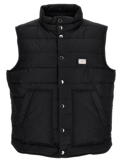 Dolce & Gabbana Black Padded Vest Jacket In Black
