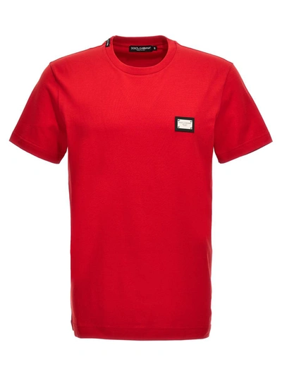 Shop Dolce & Gabbana Logo Plaque T-shirt In Red
