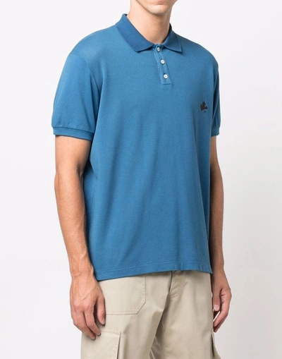 Shop Dsquared2 D2 Leaf Tennis Polo Shirt In Blue