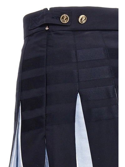Shop Thom Browne 'rwb' Pleated Skirt In Blue