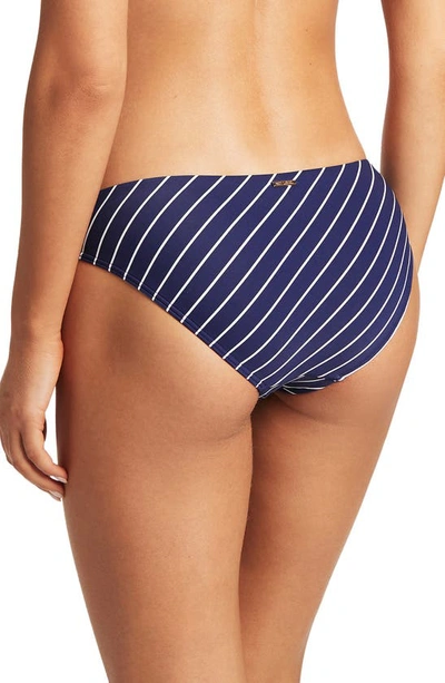 Shop Sea Level Stripe Bikini Bottoms In Navy