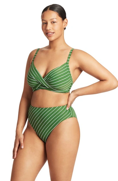 Shop Sea Level Twist Front Dd- & E-cup Underwire Bikini Top In Green