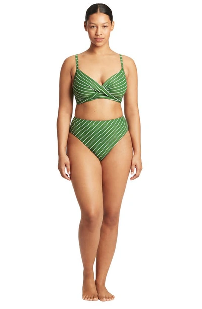 Shop Sea Level Twist Front Dd- & E-cup Underwire Bikini Top In Green