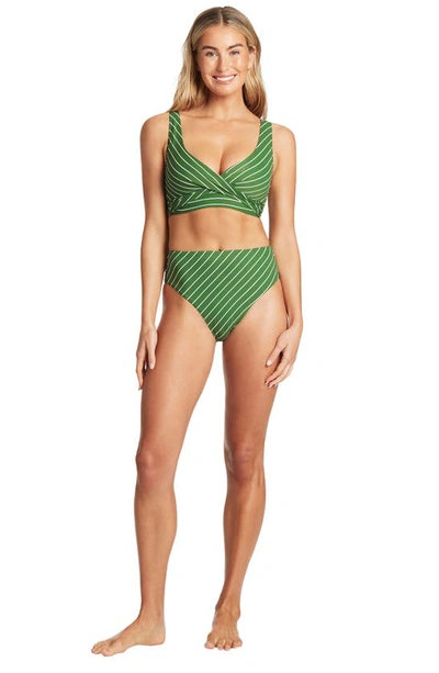 Sea Level Cross Front Multifit Bikini Top In Green