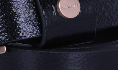 Shop Allsaints Logo Stud Leather Belt In Black Warm Brass