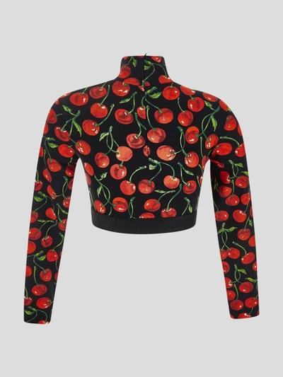 Shop Dolce & Gabbana Cherry Print Cropped Top In Ciliegie