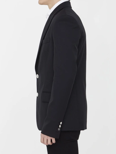 Shop Balmain Double-breasted Wool Jacket In Black