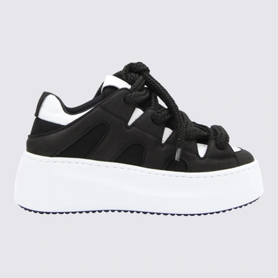Shop Vic Matie Black Canvas And White Leather Sneakers